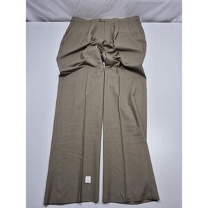 Majer Dress Pants Mens 44x36 Beige Wool Pleated Super 100s Stretch USA NWT